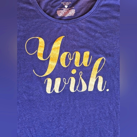 Victoria's Secret Navy Blue & Gold Glitter "You Wish" Nightgown Top Dress Size M - Picture 5 of 8